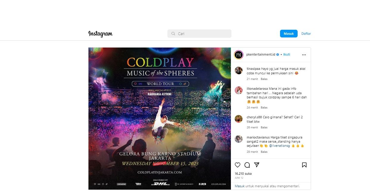 Konser Coldplay Di Singapura Jadi 6 Hari, Promotor Indonesia Diserang ...