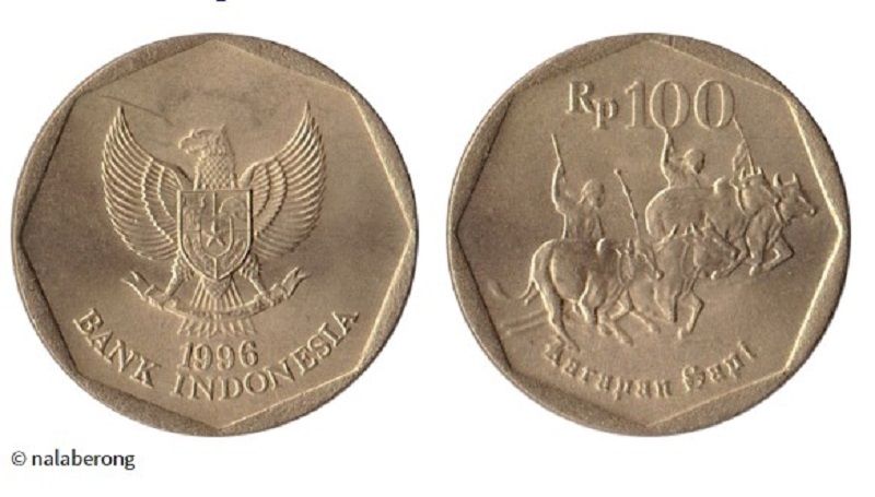 Harga uang koin 100 Rupiah 1996 gambar Karapan Sapi.