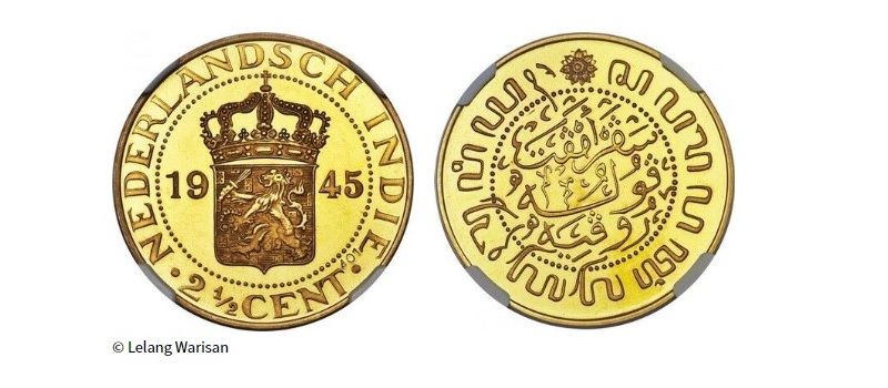 Uang koin kuno TE 1945 2,5 Cents Wihelmina.