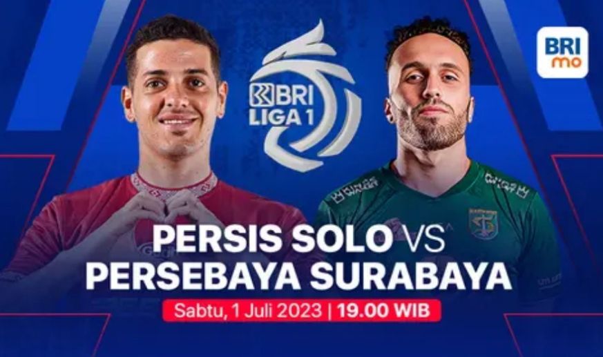 Sedang berlangsung! Persis Solo vs Persebaya Surabaya BRI Liga 1 Jumat 1 Juli 2023 kick off jam 19.00 WIB, saksikan di link live streaming tersedia di akhir artikel ini.