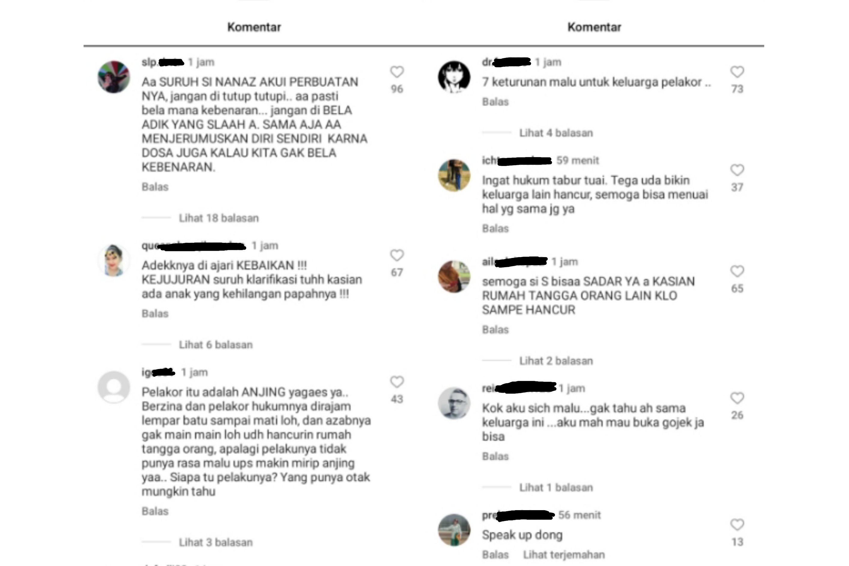Komentar netizen pada akun Instagram Raffi Ahmad & Nagita Slavina