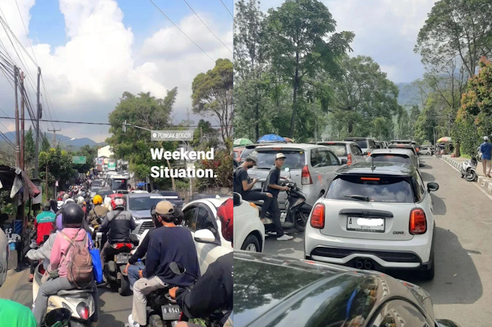 Kemacetan di Puncak, Bogor.