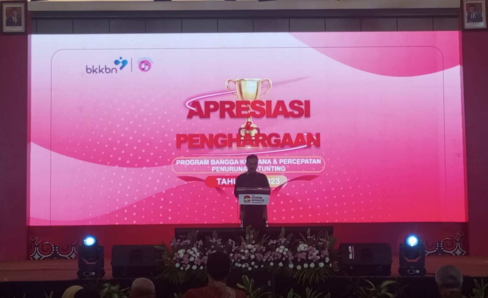 Kepala Badan Kependudukan dan Keluarga Berencana Nasional (BKKBN), Dr. (H.C) dr. Hasto Wardoyo, Sp.O.G (K), dalam acara Apresiasi dan Penghargaan Program Bangga Kencana dan Percepatan Penurunan Stunting Tahun 2023 di Wyndham Opi Hotel Palembang, Sumatra Selatan, Selasa 4 Juli 2023.