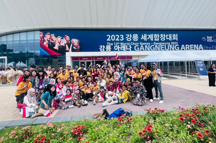 Gitabumi Shine Voices ikut kompetisi Wordl Choir Game 2023 di Gangneung, Korea Selatan.