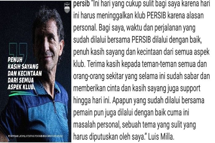 Luis Milla dan Persib Bandung resmi berpisah
