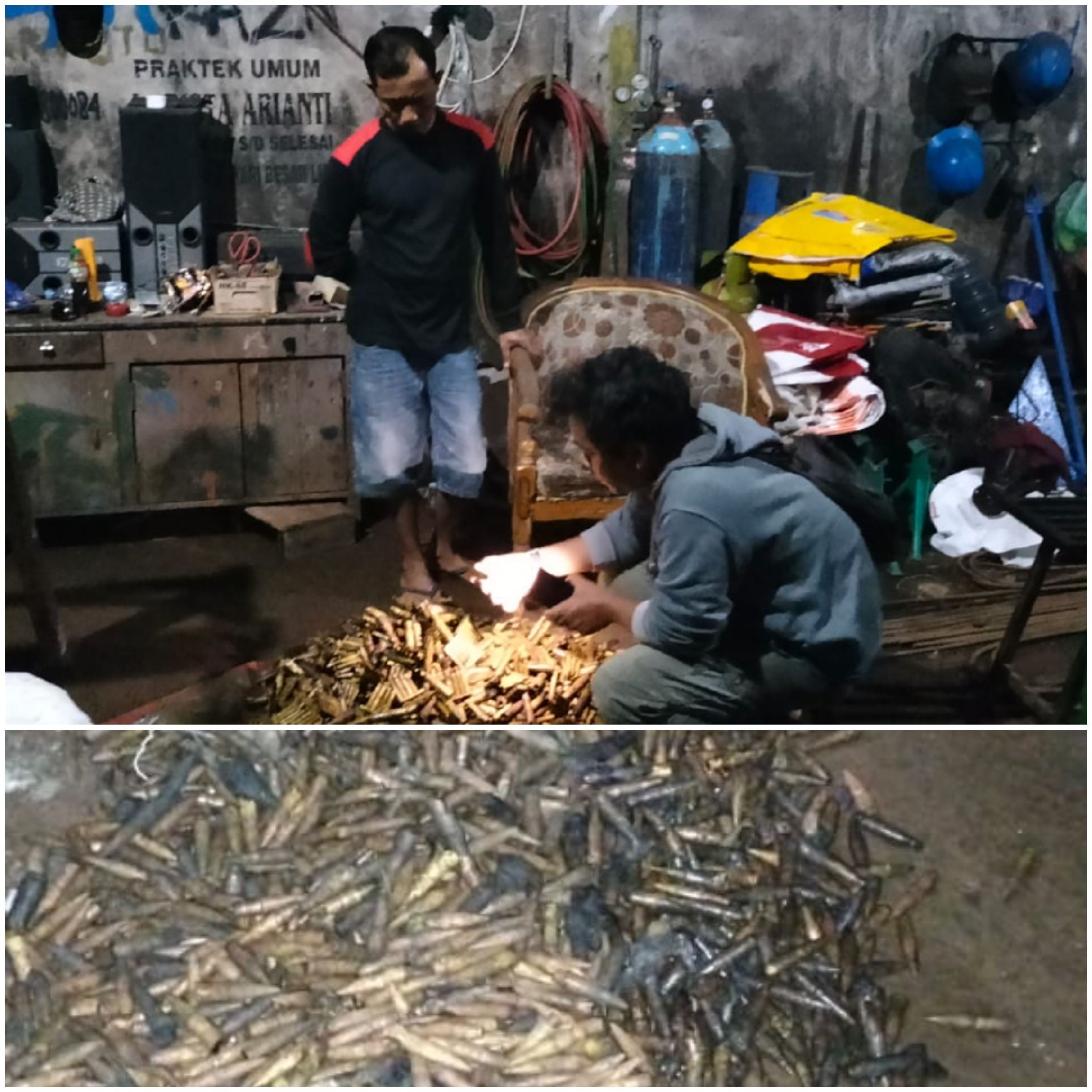 Ribuan amunisi peluru tajam kaliber 12,7 mm dan kaliber 7,62 mm ditemukan oleh nelayan, di Alur Perairan Dermaga PT SBI Dusun Bonsayur Kelurahan Tambakreja, Kecamatan Cilacap Selatan, Kabupaten Cilacap, Sabtu tanggal 15 Juli 2023 sekitar pukul 21.00 WIB.