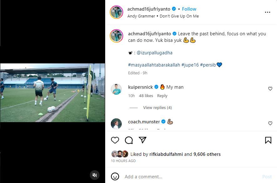 Mantan pelatih Bhayangkara FC Paul Munster ikut berkomentar di unggahan pemain Persib Achmad Jufriyanto, apakah jadi kode dia ke Persib? 