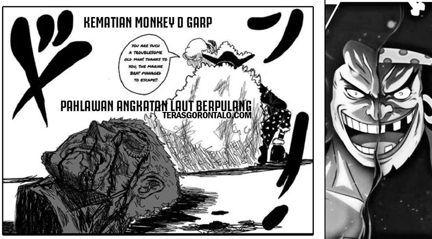 Eiichiro Oda konfirmasi kematian Monkey D Garp di One Piece 1089 setelah Kurohige membongkar kedok Aokiji, kepala Garp terpisah dari tubuh.