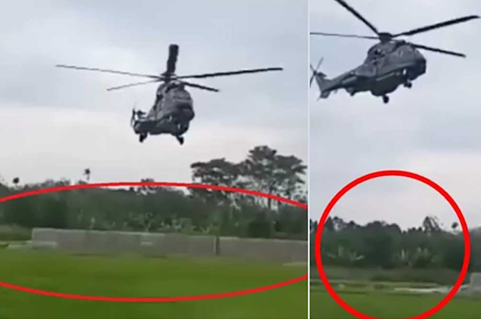 Detik-detik helikopter Presiden Joko Widodo robohkan tembok stadion di Provinsi Bengkulu, Rabu, 18 Juli 2023.