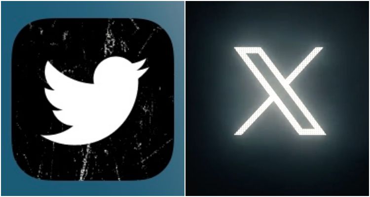 Kemungkinan penampakan baru logo Twitter (kanan) setelah Elon Musk mengubahnya.