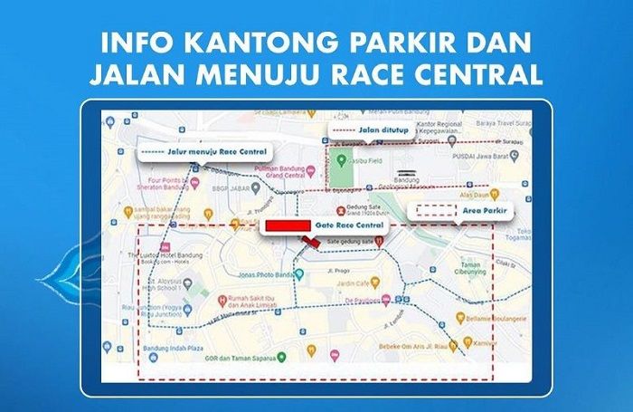 Peta lokasi parkir Event Pocari Sweat Run Indonesia 2023 
