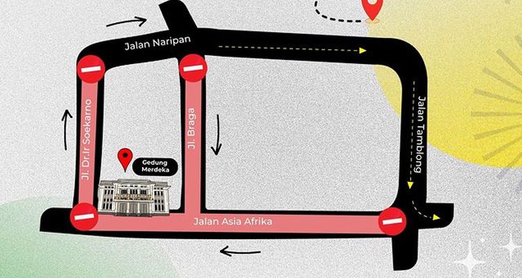 Rekayasa lalin penutupan jalan Asia Afrika Kota Bandung saat Asia Africa Festival 2023 Sabtu besok.