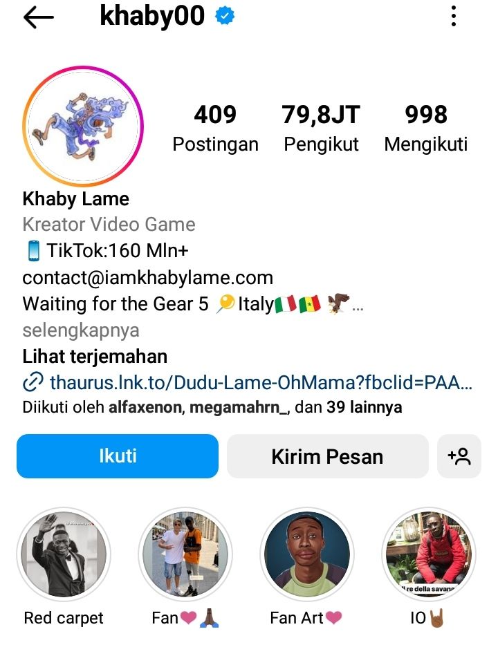 Siap menyambut Gear 5, selebriti Tiktok Khaby Lame mengganti profil foto menjadi 'Luffy'