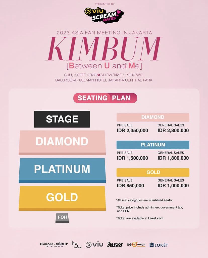 Seating plan fan meeting Kim Bum di Jakarta