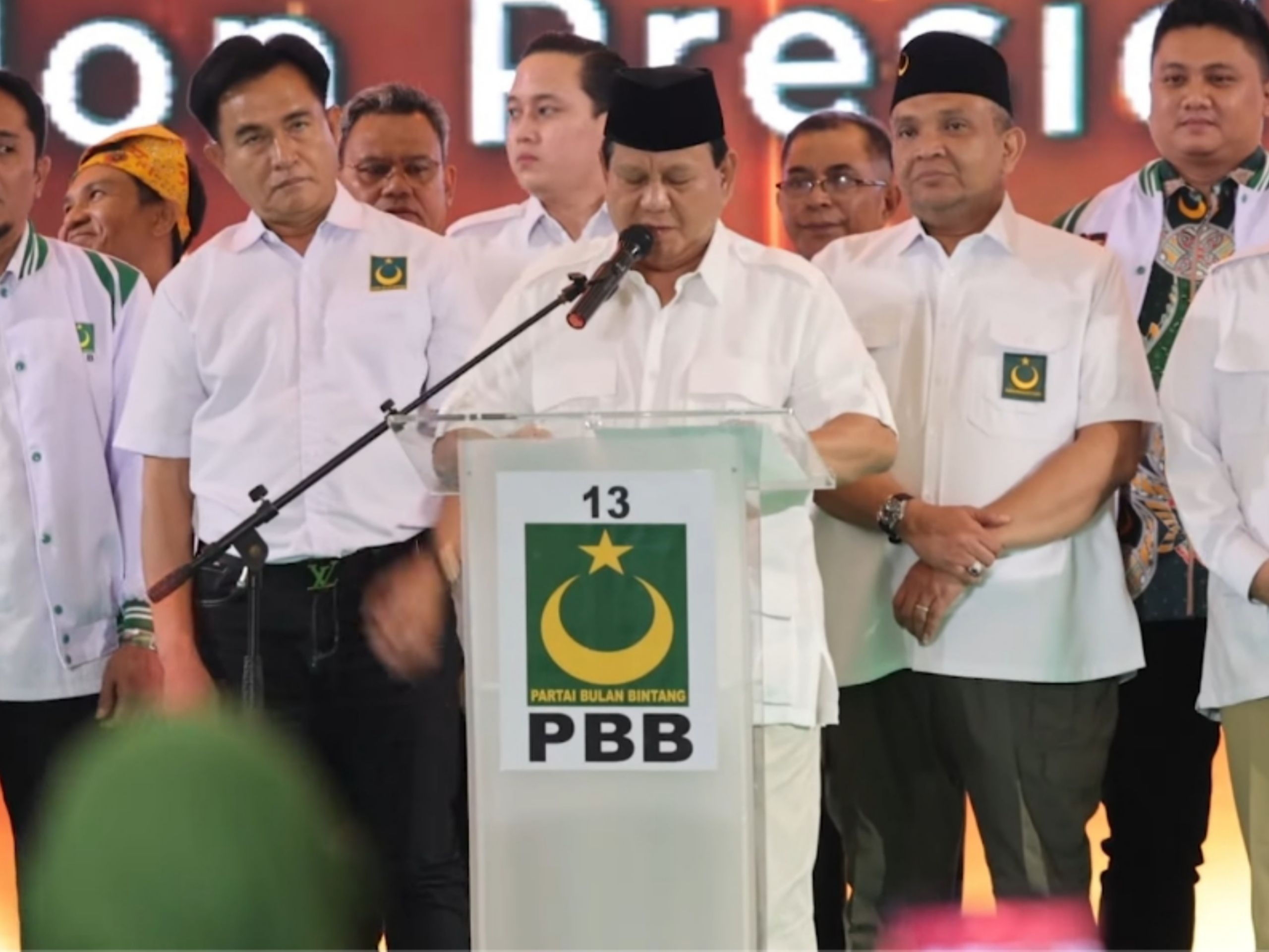 PBB Secara  Resmi  Mendeklarasikan Dukungan Kepada Prabowo Subianto Sebagai Calon Presiden 2024. 