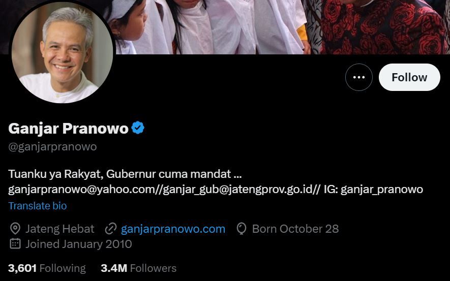 Screenshoot Twitter @ganjarpranowo