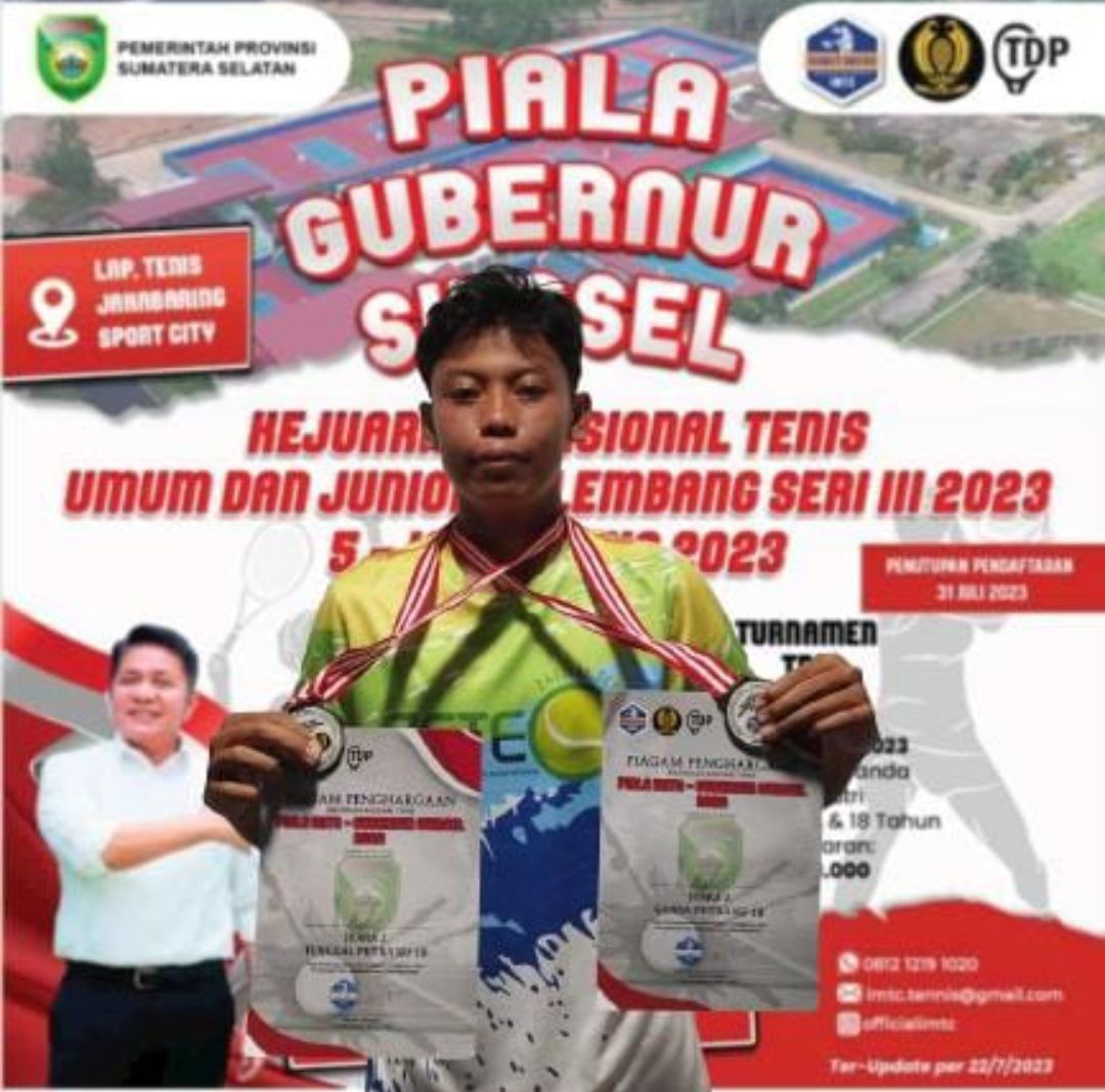 Salah satu petenis junior asal Kota Serang yang berhasil meraih juara pada Kejurnas Piala Gubernur Sumsel 2023.