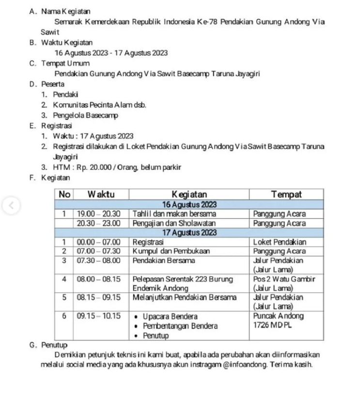 Jadwal Dan Harga Tiket Ikut Upacara Hut Ri Agustus Di Gunung Andong Magelang Ada