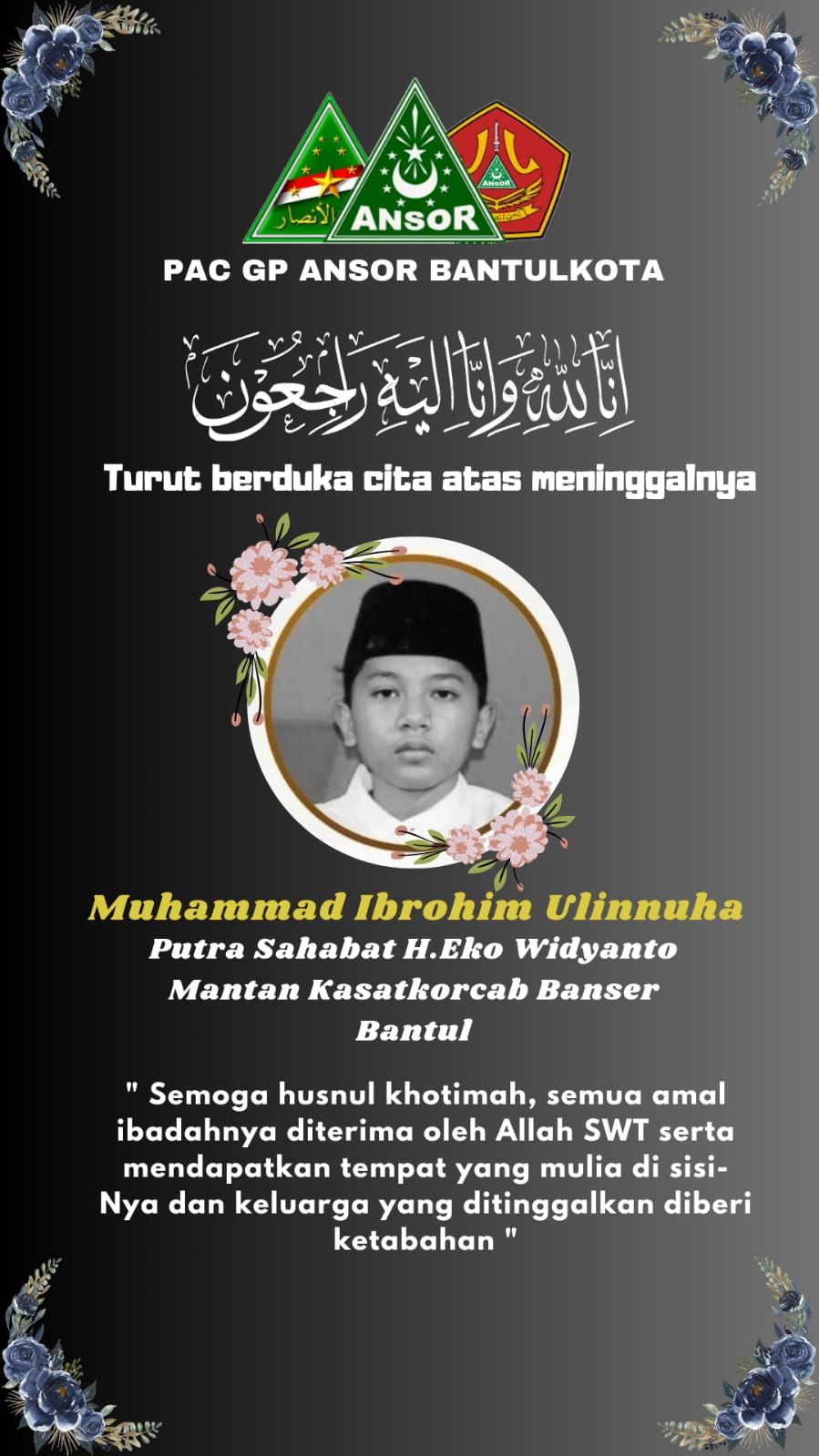 Muhammad Ibrohim Ulinnuha santri Ploso asal Bantul meninggal dunia