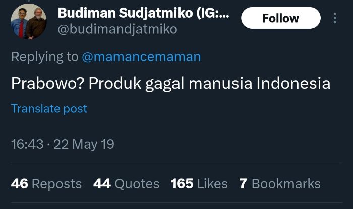 Jejak Digital Budiman Sudjatmiko Yang Sebut Prabowo Subianto Produk ...