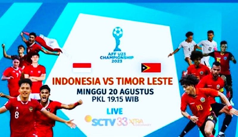 Link live streaming dan update hasil atau skor pertandingan Timnas U23 Indonesia vs Timor Leste di Piala AFF U23 2023.