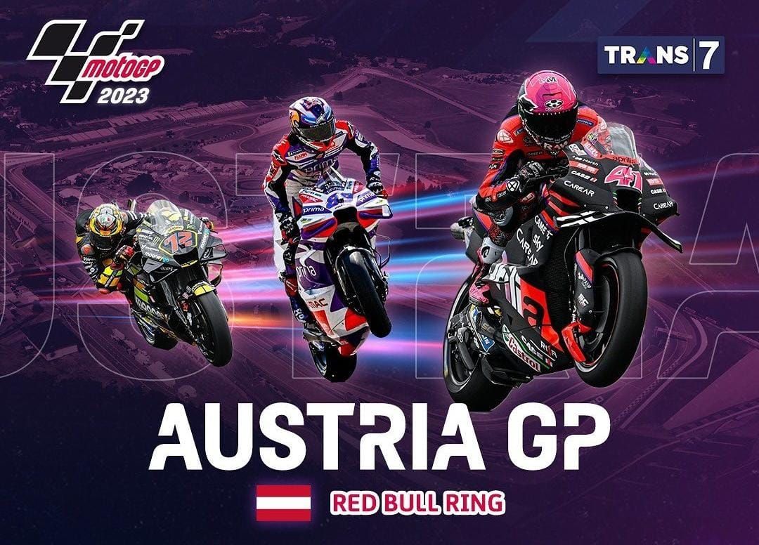Jadwal siaran dan link nonton langsung MotoGP Austria 2023 Trans7 Lengkap Hari Ini 