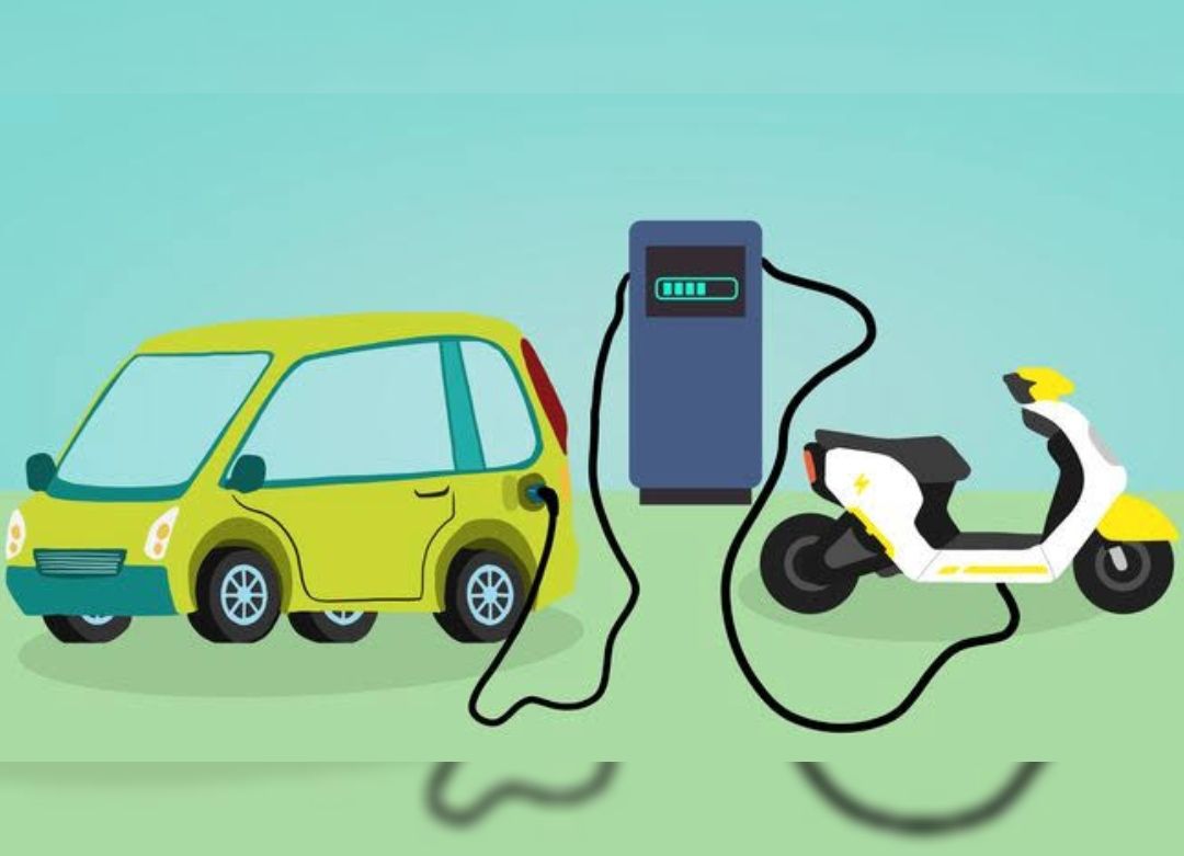 Ilustrasi Pengisian daya Mobil listrik dan Motor listrik 