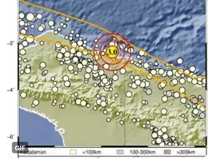 Tangkapan layar lokasi gempa bumi di Kabupaten Jayapura Papua.