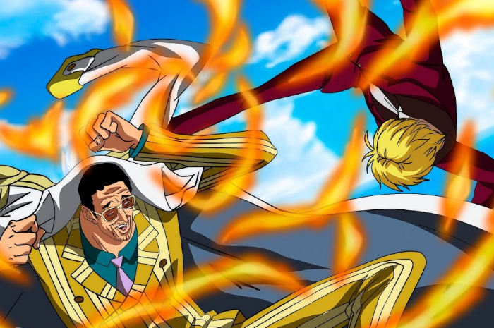 Kru Mugiwara Sanji kalahkan kecepatan Kizaru sehingga membuat sang admiral sekarat di One Piece 1091