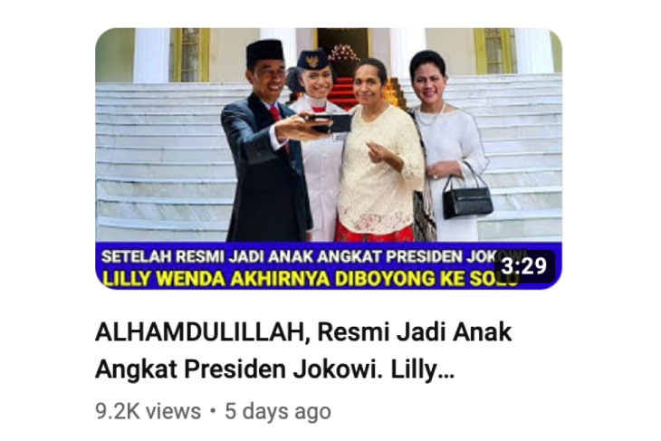Jokowi angkat Lilly Wenda menjadi anaknya adalah HOAKS.