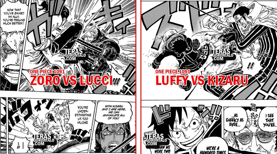 FULL SPOILER One Piece 1091: Duel Monkey D Luffy vs Kizaru dan Roronoa Zoro vs Rob Lucci, Vegapunk hampir tewas.