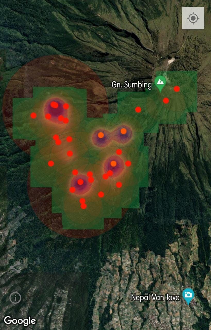 Update titik api atau hotspot yang masih tersebar pasca kebakaran di Gunung Sumbing