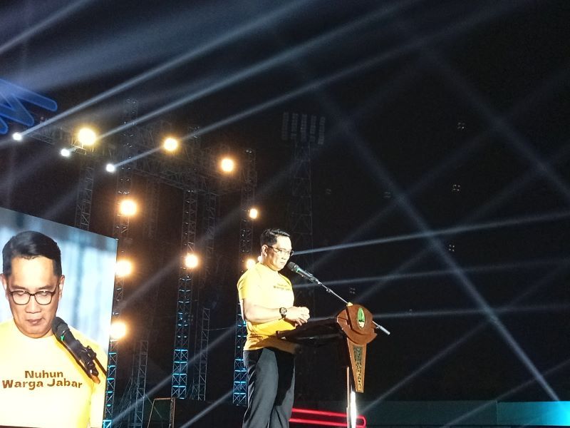 Gubernur Jabar Ridwan Kamil di West Java Festival 2023 di stadion Siliwangi.