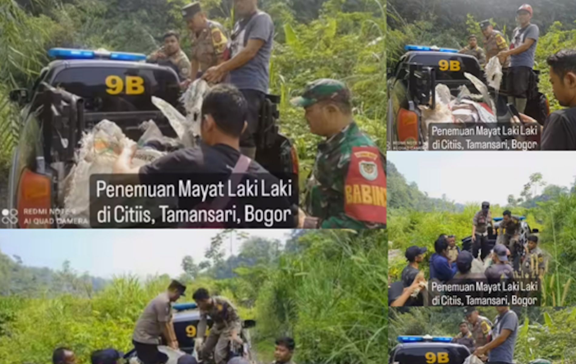 Mayat pria tanpa identitas ditemukan di antara bebatuan sungai Ciapus-Citiis, Bendungan, wilayah Desa Tamansari, Kabupaten Bogor.