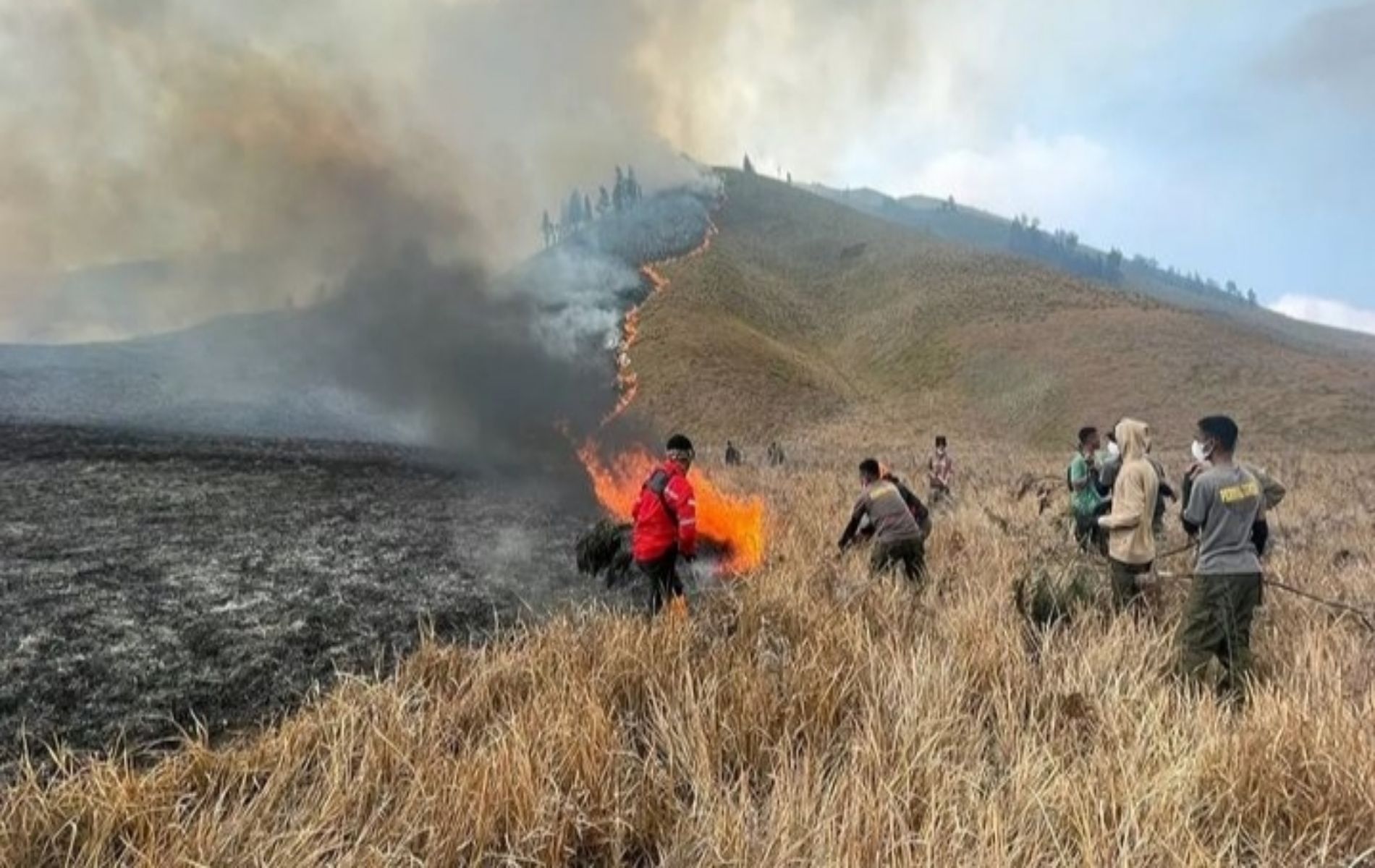 kebakaran di kawasan Gunung Bromo masih belum padam dan meluas hingga ke Kabupaten Malang dan Pasuruan/Instagram/@bbtnbromotenggersemeru