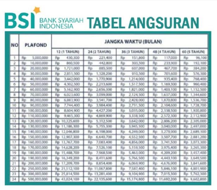 Tabel Angsuran KUR BSI 2023: Buka Peluang UMKM Cair Hingga Rp500 Juta ...