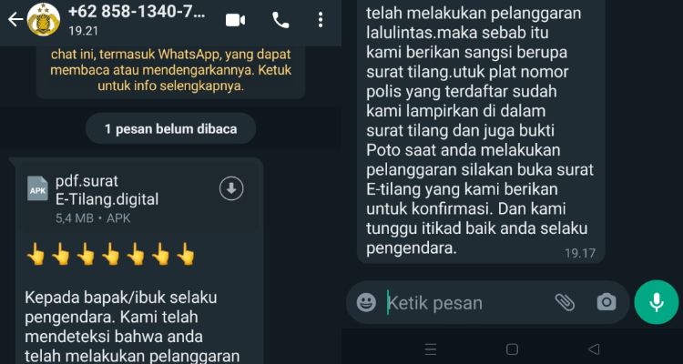 Modus Penipuan Surat Tilang ETLE Dikirim Ke WA, Waspada Data Pribadi ...