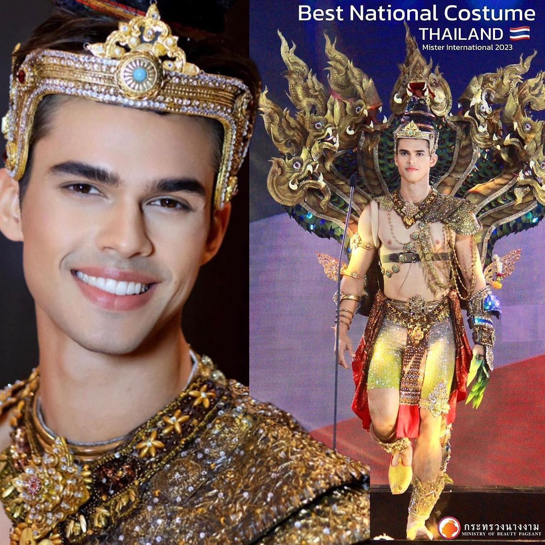 Kim Goodburn dari Thailand membawa pulang gelar atribut best in national costume atau kostum nasional terbaik di Mister International 2023