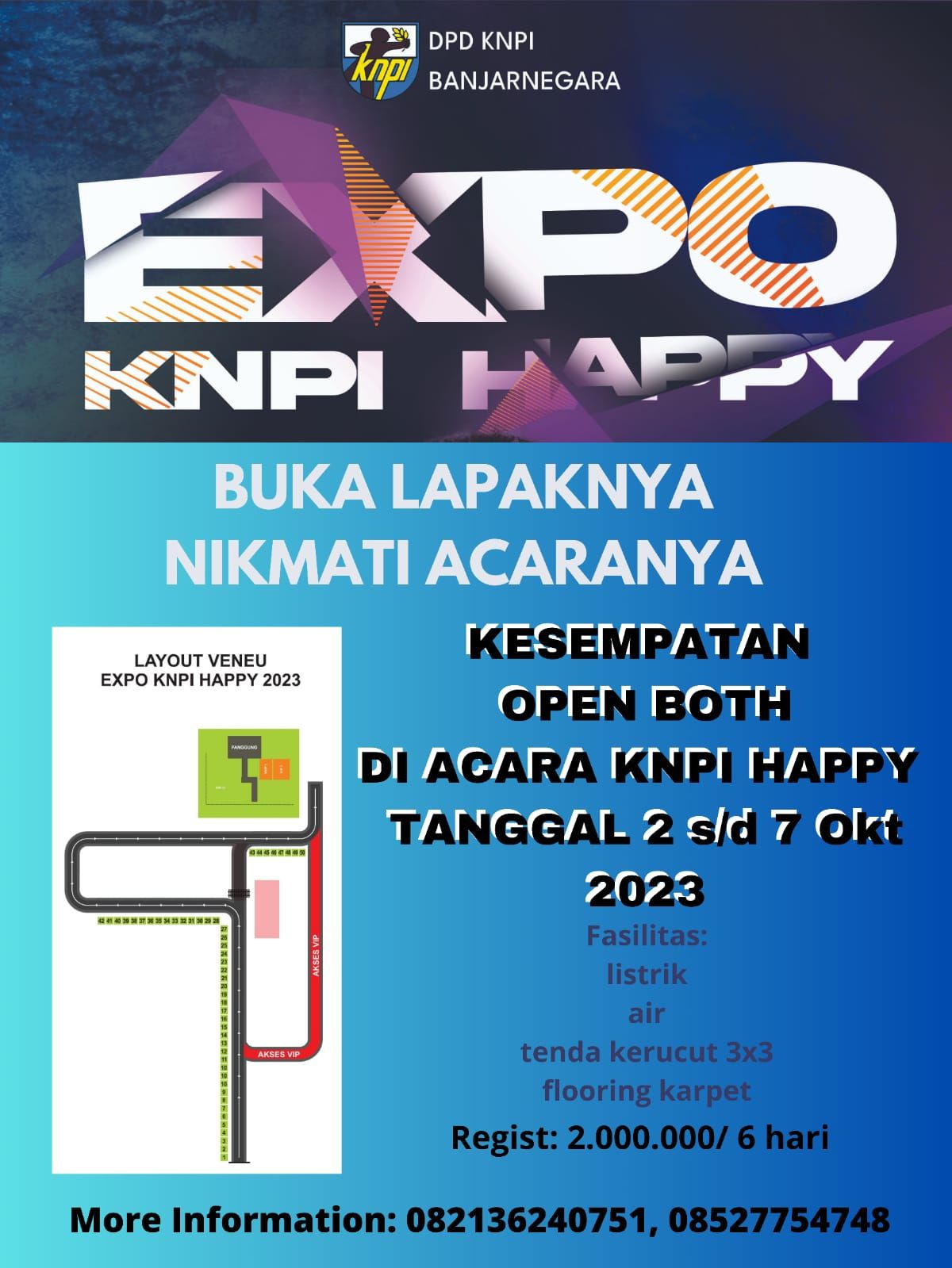 Denah dan cara daftar lapak di EXPO KNPI Happy