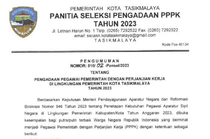 PPPK 2023 Kota Tasikmalaya.