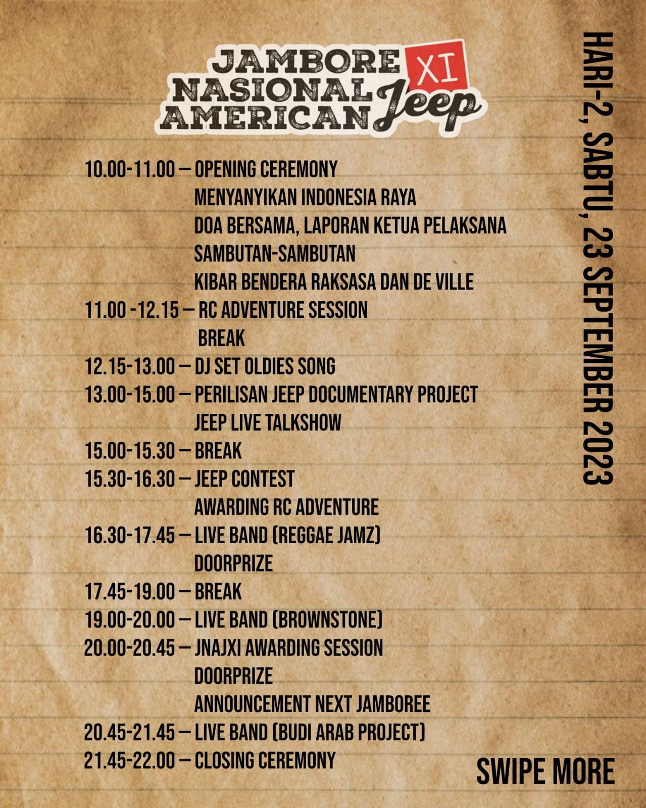 Akan dilaksanakan pada hari kedua event, Perilisan Jeep Documentary Project dan Jeep Live Talkshow.*/   