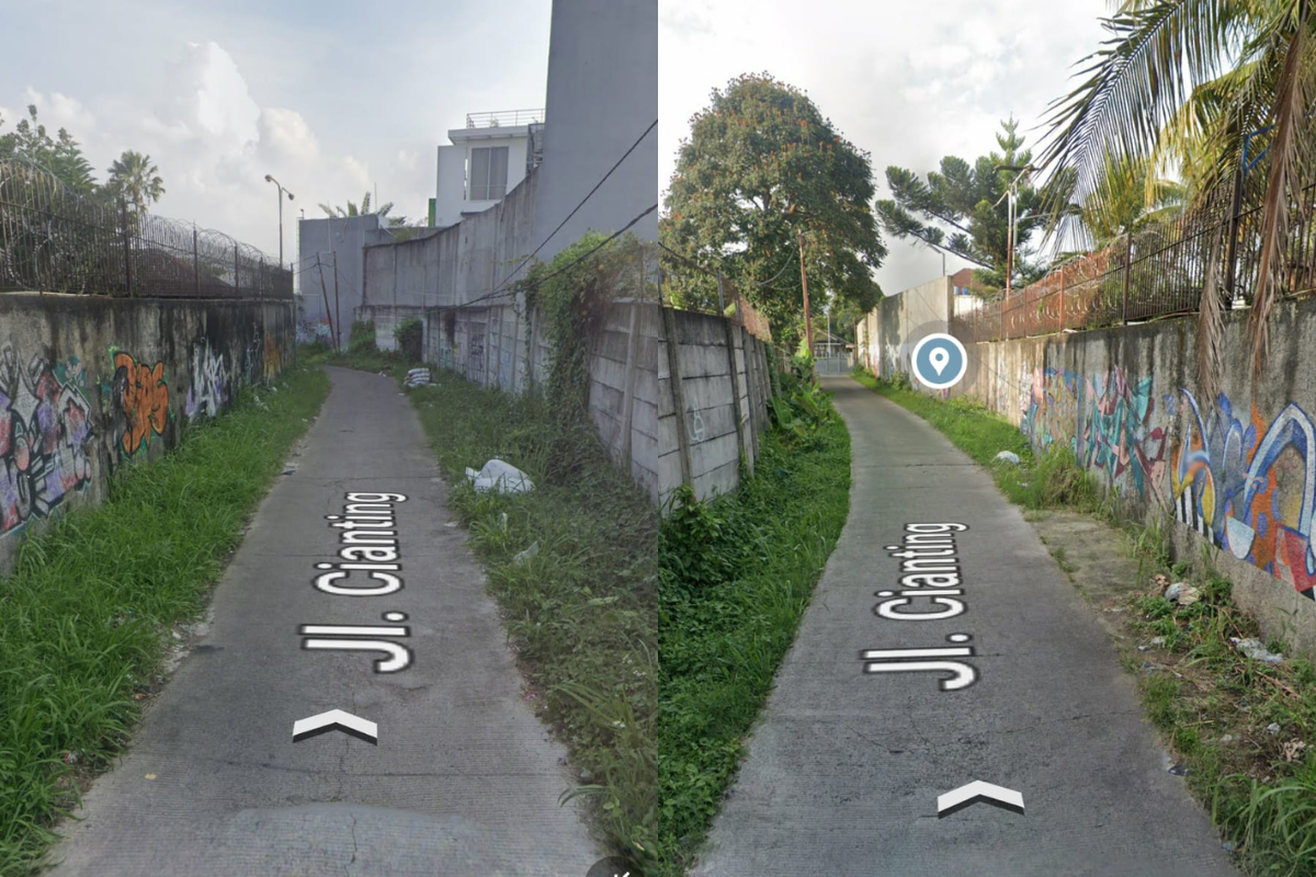 Jalan Cianting, Bandung Barat, sebelum terjadi sampah berserakan di badan jalan pada Kamis 28 September 2023.