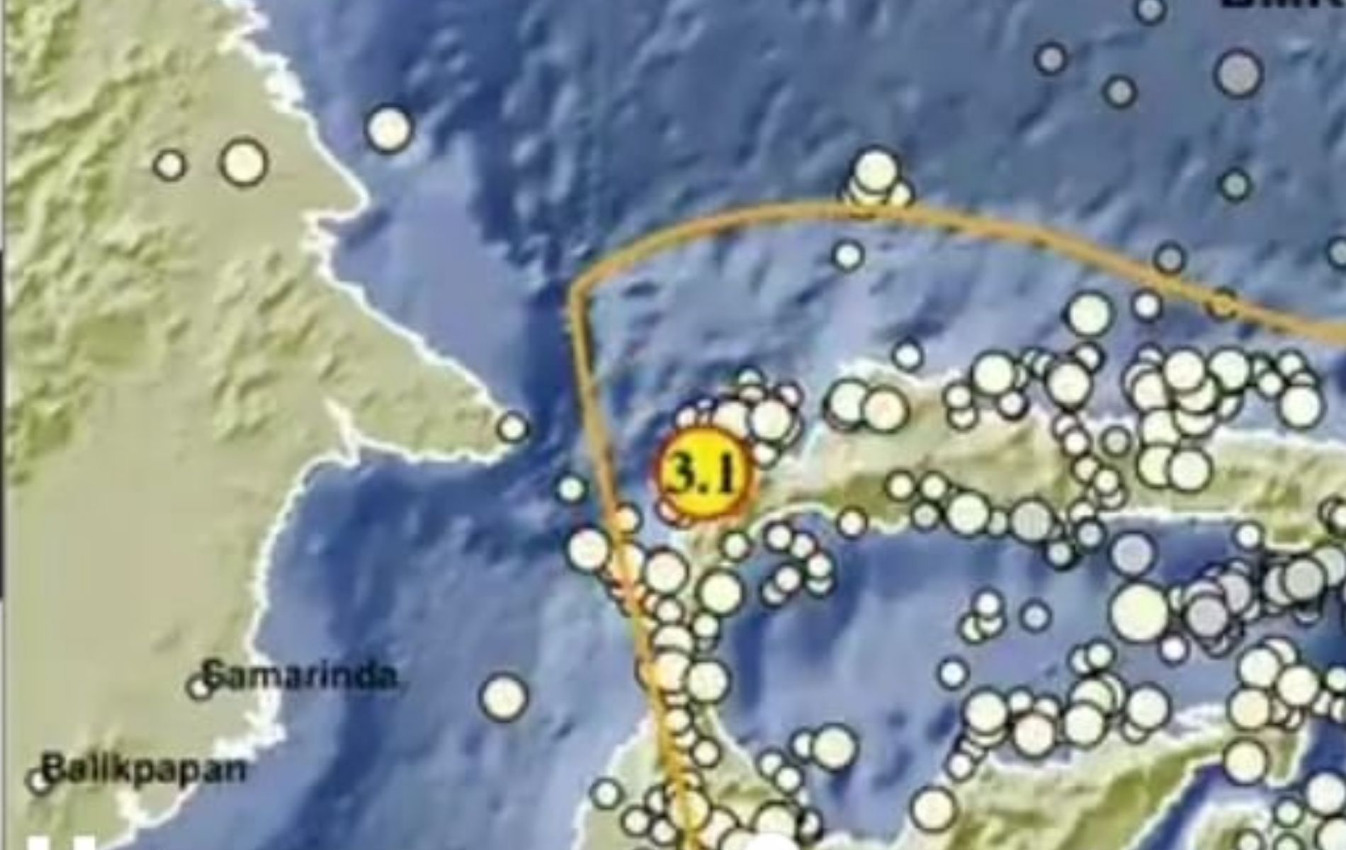 Tangkapan layar lokasi gempa bumi di kabupaten Tolitoli Provinsi Sulawesi Tengah.