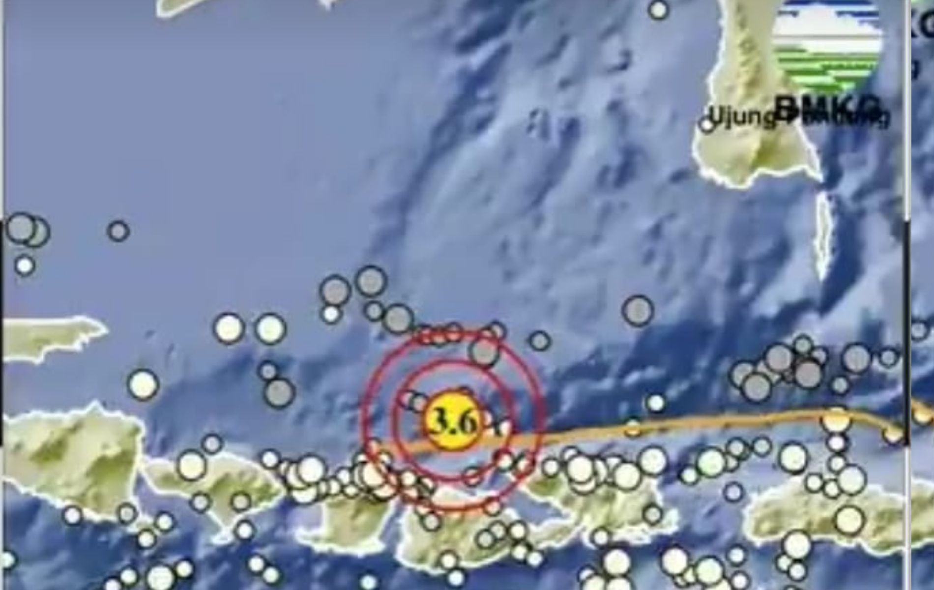 Screenshot lokasi gempa bumi di Pulau Saringi NTB.