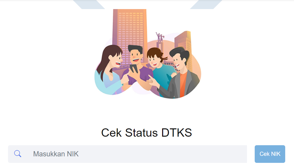 Tampilan layar laman cek status DTKS.