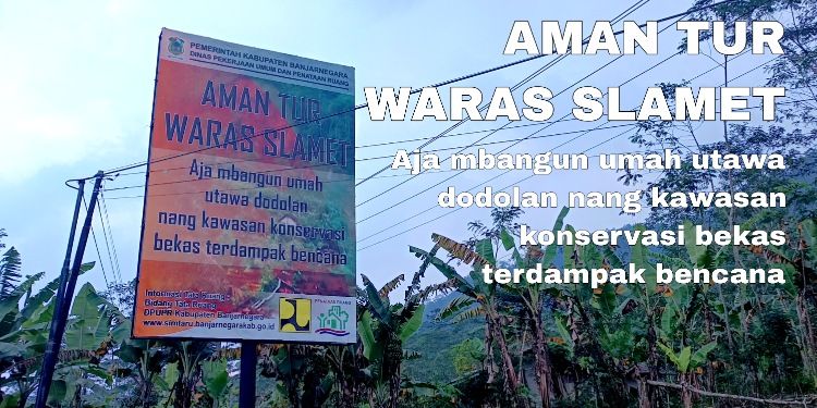 Papan larangan membangun di lahan konservasi Jemblung Banjarnegara