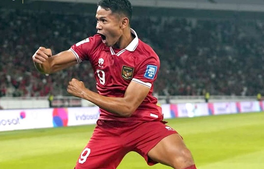 Dimas Drajad usai mencetak gol pertama saat Timnas Indonesia vs Brunei Darussalam dalam kualifikasi Piala Dunia 2026 di SUGBK, Kamis malam (12/10/2023) 