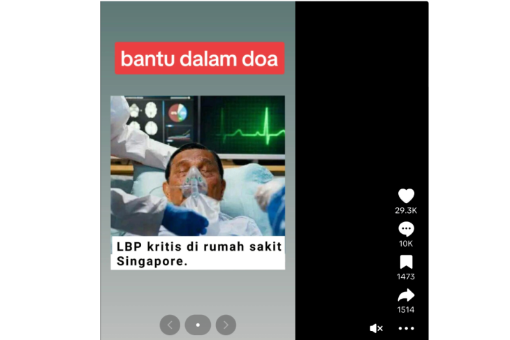 Tangkapan layar hoaks Luhut Binsar Pandjaitan kritis.