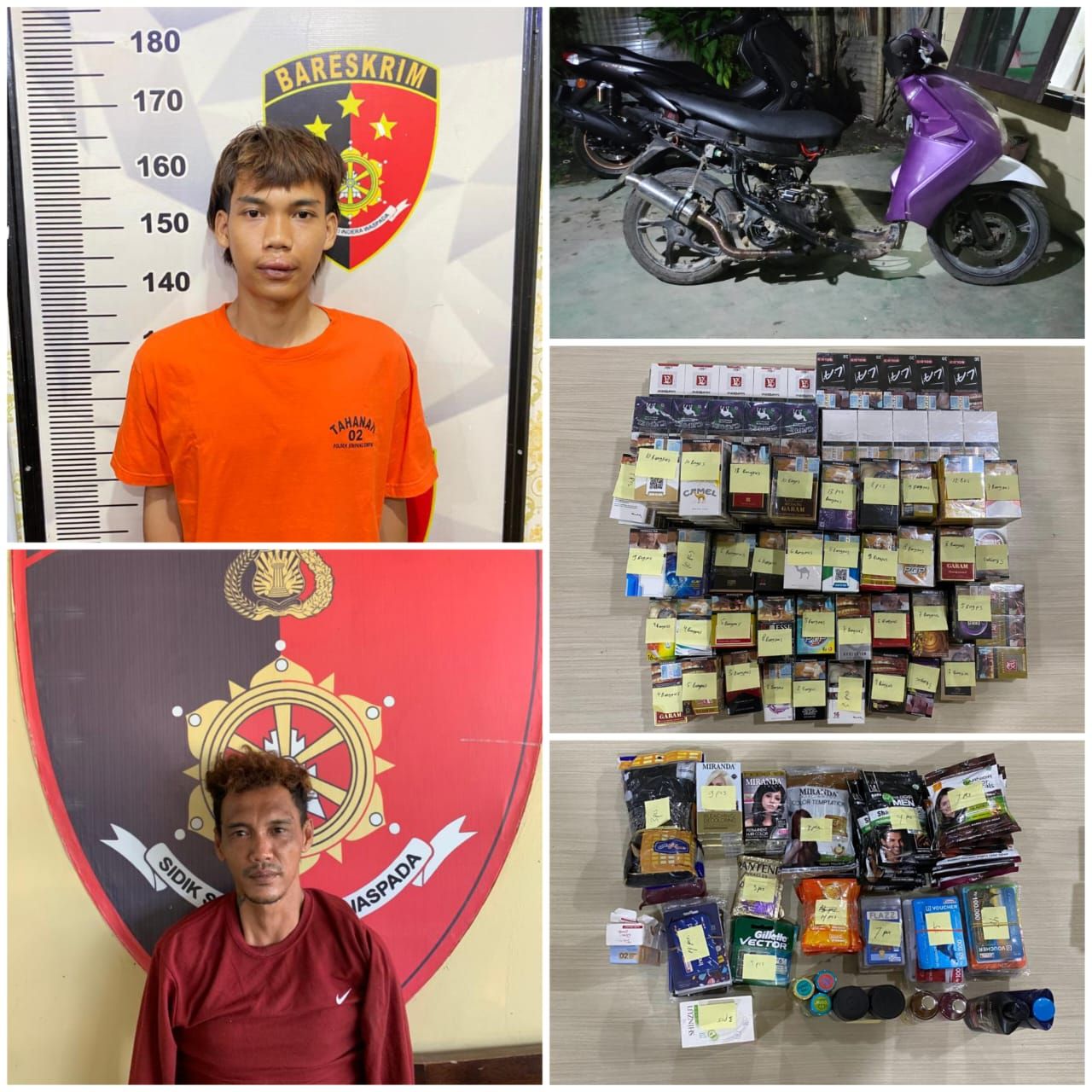 Dua pelaku pencurian di Indomaret Plajau serta barang bukti