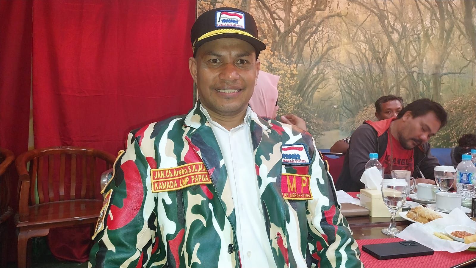 Ketua Markas Daerah Laskar Merah Putih Papua, Jan Christian Arebo,S.H.,M.H., dalam keterangan pers kepada media di Kotaraja, Kamis, 19 Oktober 2023.